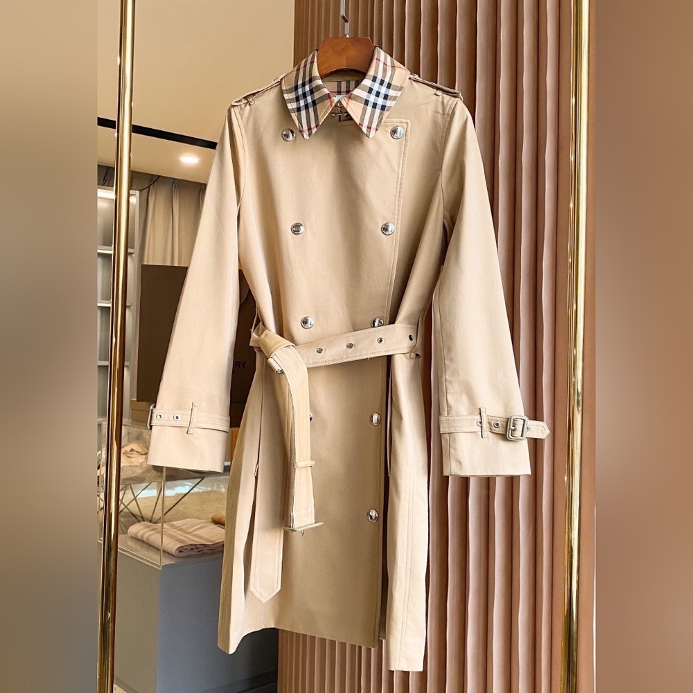 Burberry Tan Double-Breasted Trench Coat